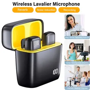 Lavalier Wireless Microphone with Charging Case, Noise Reduction Reverb, Compatible with iOS Android PC, Video Recording, Podcasts, Vlogs, Live Streaming