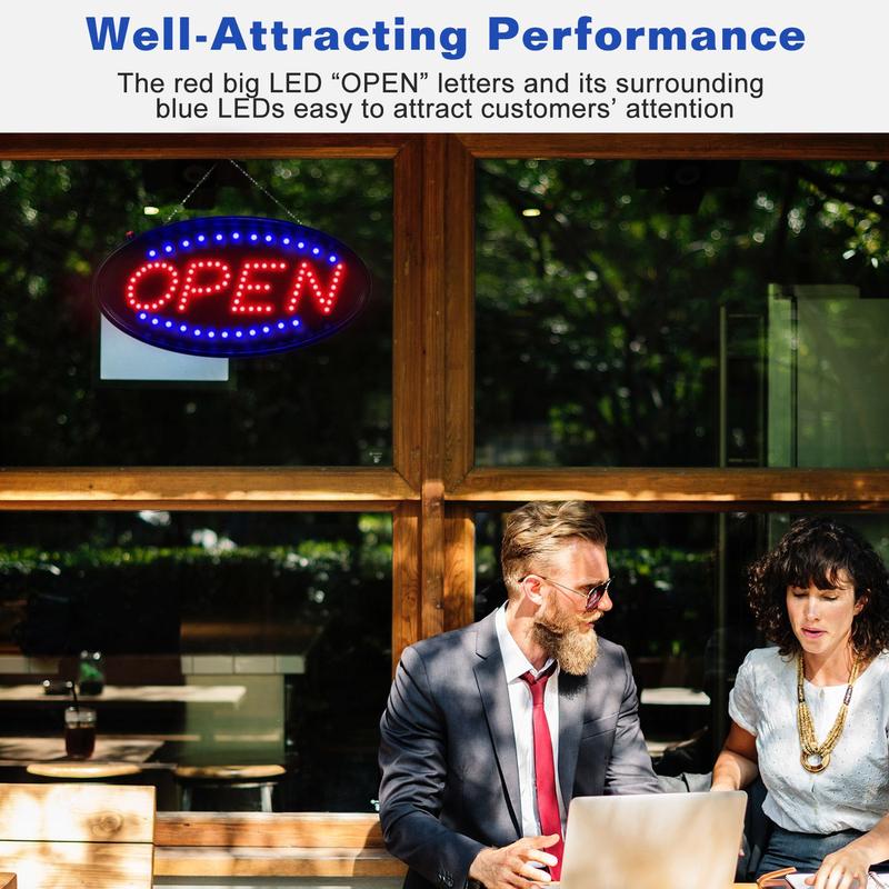 Vibrant LED Neon Open Sign with Flashing & Steady Lights - Perfect for Business Visibility