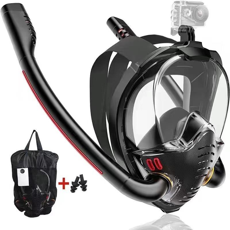 Double tube snorkeling goggles Mask Full dry diving equipment Adult diving rebreather Swimming mask  stealth snorkel
