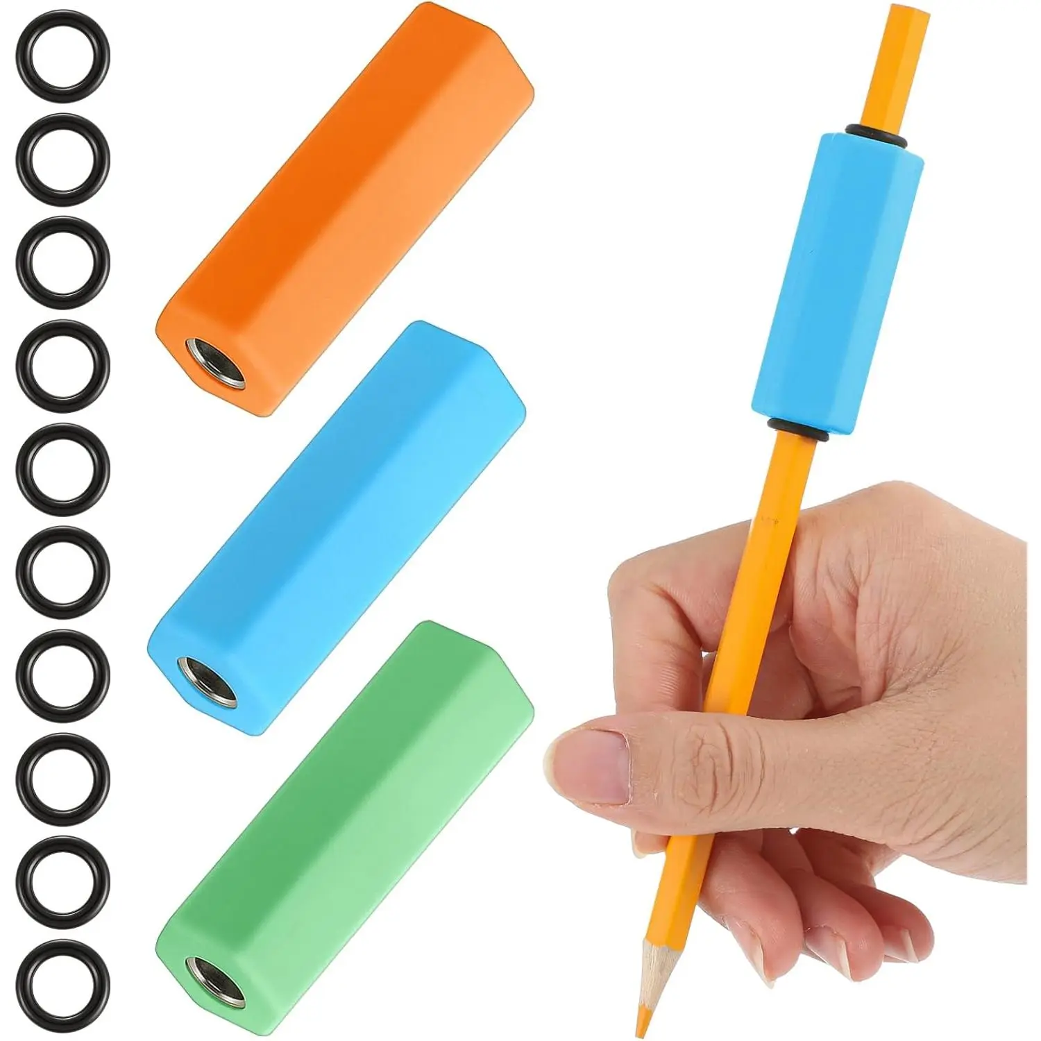 3 count Weighted Pencil for  Handwriting 1.59oz, Pencil Weight for Handwriting Aid, Writing Support for Dysgraphia, , , , Tremors, Fine  Skills(Orange, Green, Light Blue)