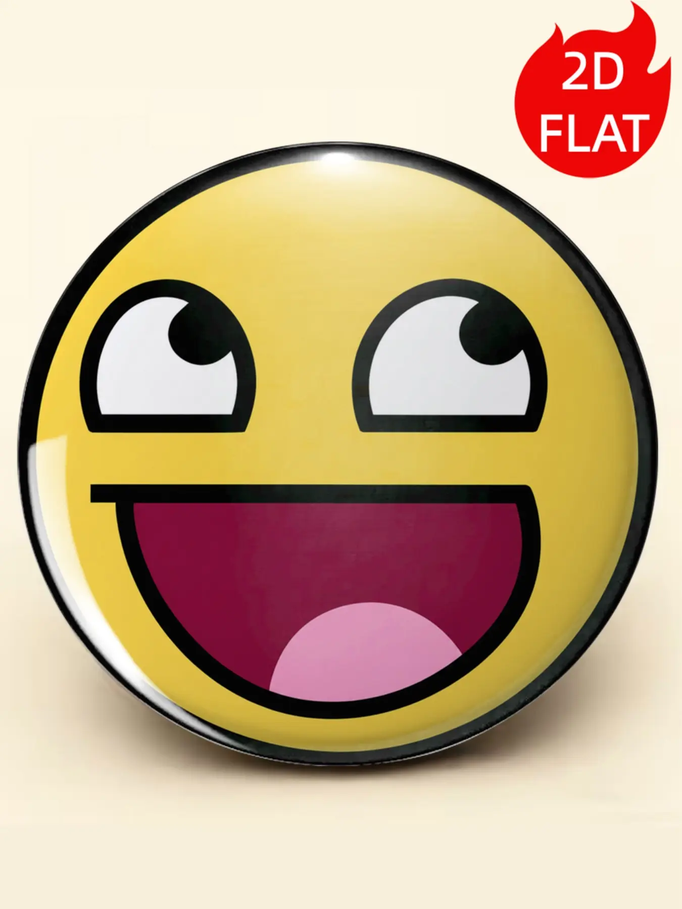 1pc 2D Flat Funny Yellow Laughing Face Round Printed Badge Brooches Bold Black Outline Meme Style Cartoon Emoji Design Novelty Mood Expression Accessory Gift For Friends Backpack Jacket Decoration