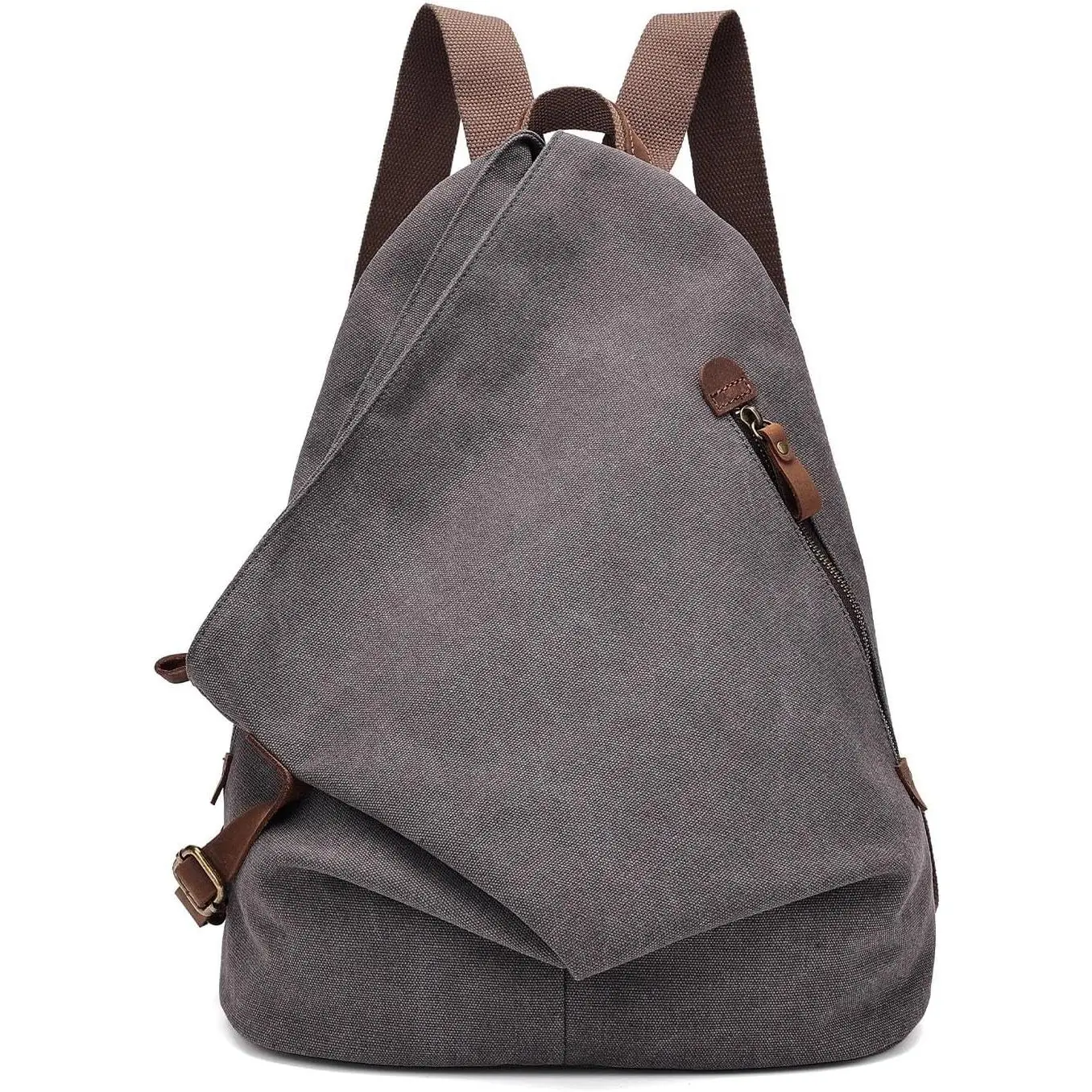 Canvas Backpack Crossbody Rucksack Outdoor Daypack for Men Women | Convertible 3-way carry, multi organized pockets, roomy for daily essentials,  for commute, travel, beach & work