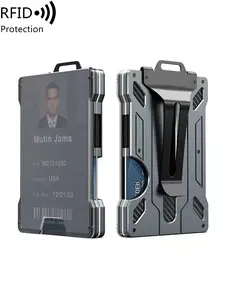 Carbon Fiber ID Card Holder, Portable Card Wallet with Metal Clip, Durable Card Organizer for Office Workers, Holds 4 Cards
