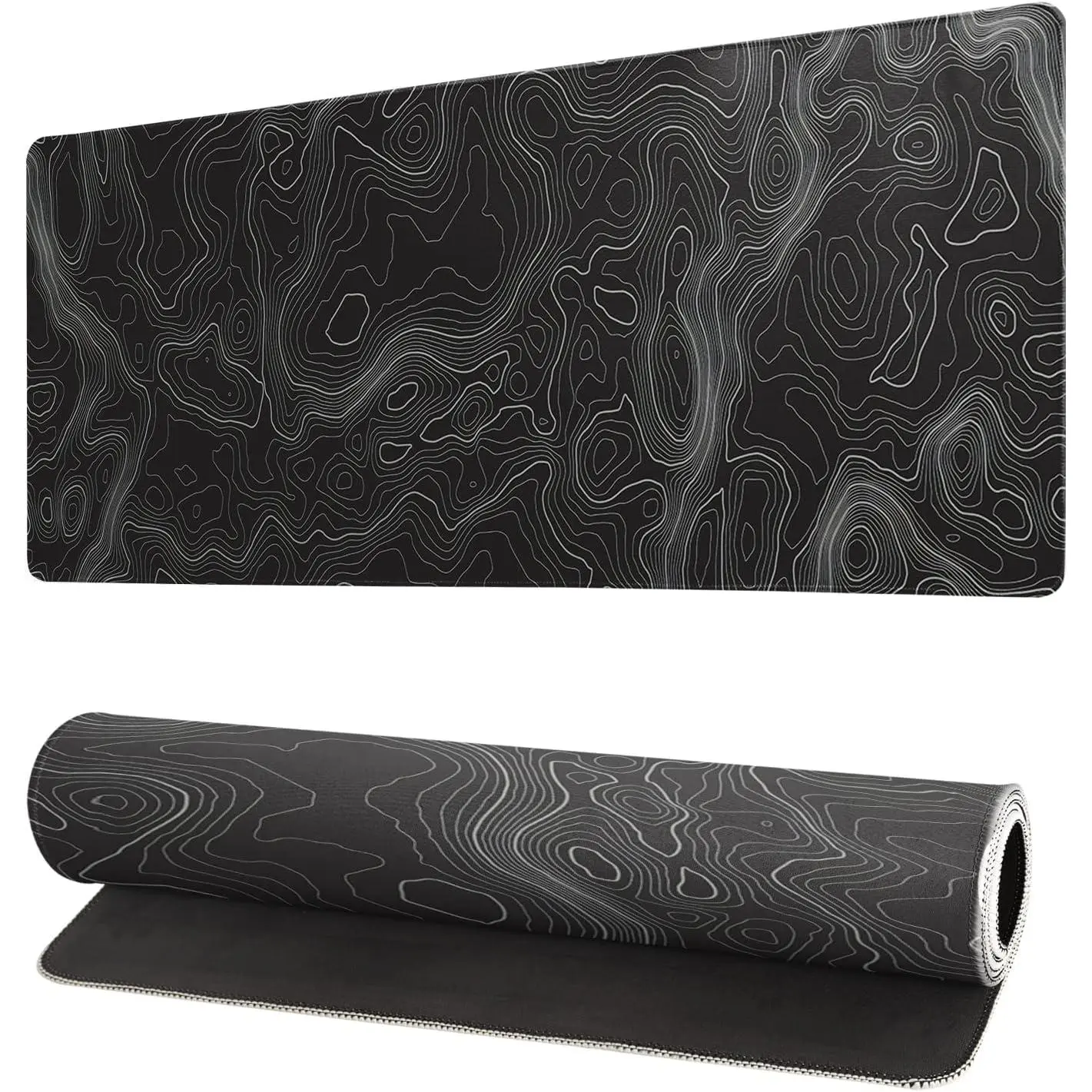 Topographic Contour Extended Big Mouse Pad Large,Gaming Mouse Pad Desk Pad,14x24 Inch Long Computer Keyboard Mouse Mat Mousepad with 3mm Non-Slip Base and Stitched Edge for Gaming and Office