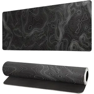 Topographic Contour Extended Big Mouse Pad Large,Gaming Mouse Pad Desk Pad,14x24 Inch Long Computer Keyboard Mouse Mat Mousepad with 3mm Non-Slip Base and Stitched Edge for Gaming and Office