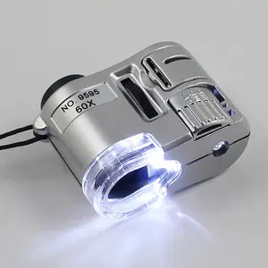 Portable 60X Handheld Magnifying Glass Mini Pocket Microscope Loupe Currency Detector Jeweler Magnifier With LED Light