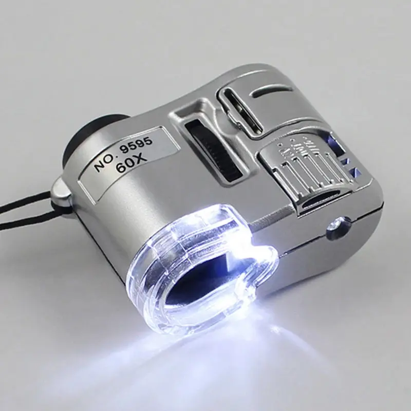 60X Portable Handheld Magnifying Glass with LED White Light-Purple Light - Mini Pocket Loupe for Jewelry, Painting, Leaves (Toys & Hobbies Classic Novelty Stress Relief Toy)
