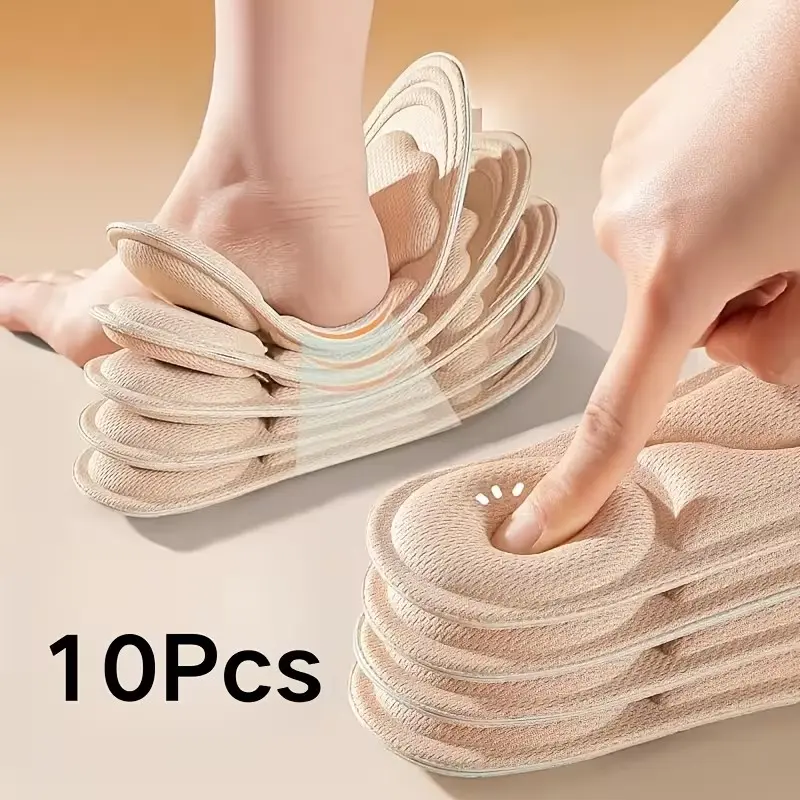 10pcs Women's Breathable Shoe Insoles, Multi-Color Cushioned Inserts, Ideal for High Heels, Sneakers, Athletic & Casual Footwear