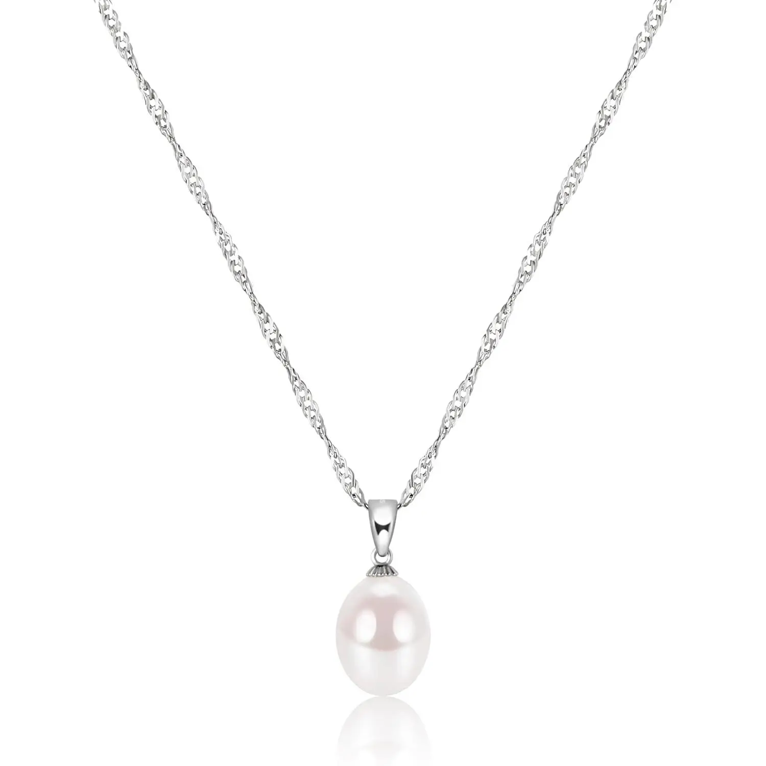 Pearl Necklaces for Women Trendy 925 Sterling Silver Freshwater Cultured Single Pearl Necklace Dainty Pendant Necklace