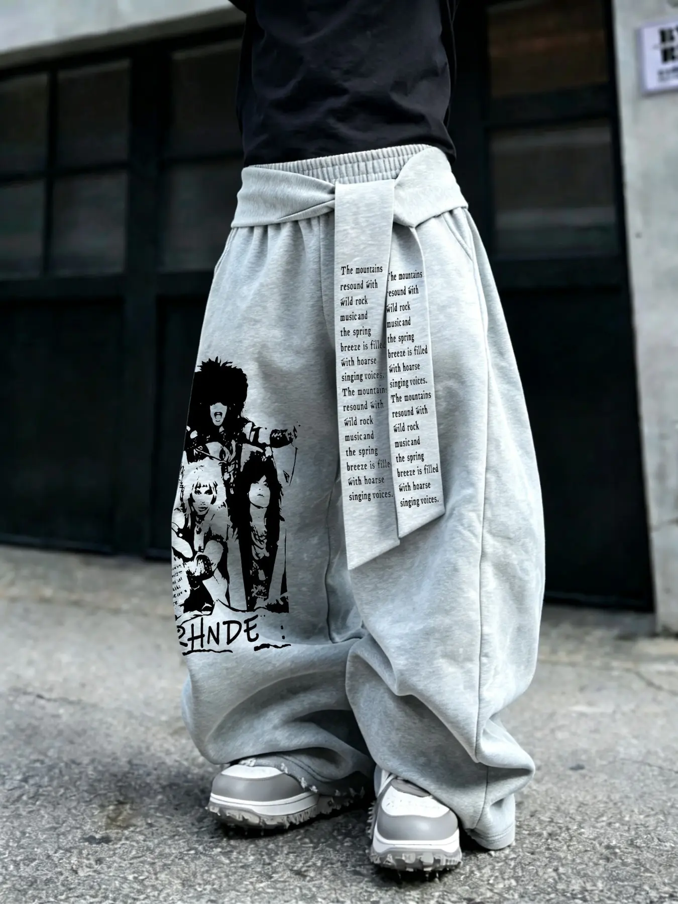 Men's Rock Graphic Letter Print Sweatpants, Street Style Loose-Fit, Comfortable Breathable Fabric, Ideal for Daily Wear, All Seasons