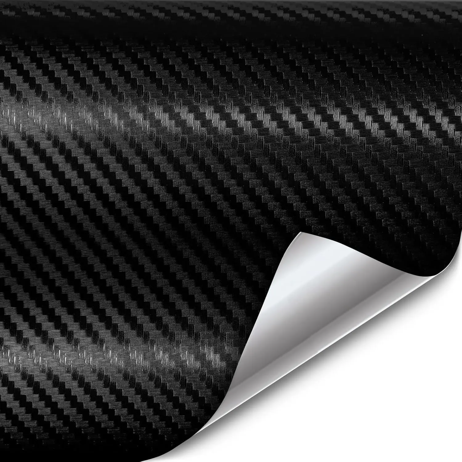 XPO Black Carbon Fiber Wrap Vinyl Roll - 5ft x 1ft, 8yr Durable Lifespan, Air Release, Synthesis Material, DIY-Friendly, Economical Automotive Exterior Car Sticker