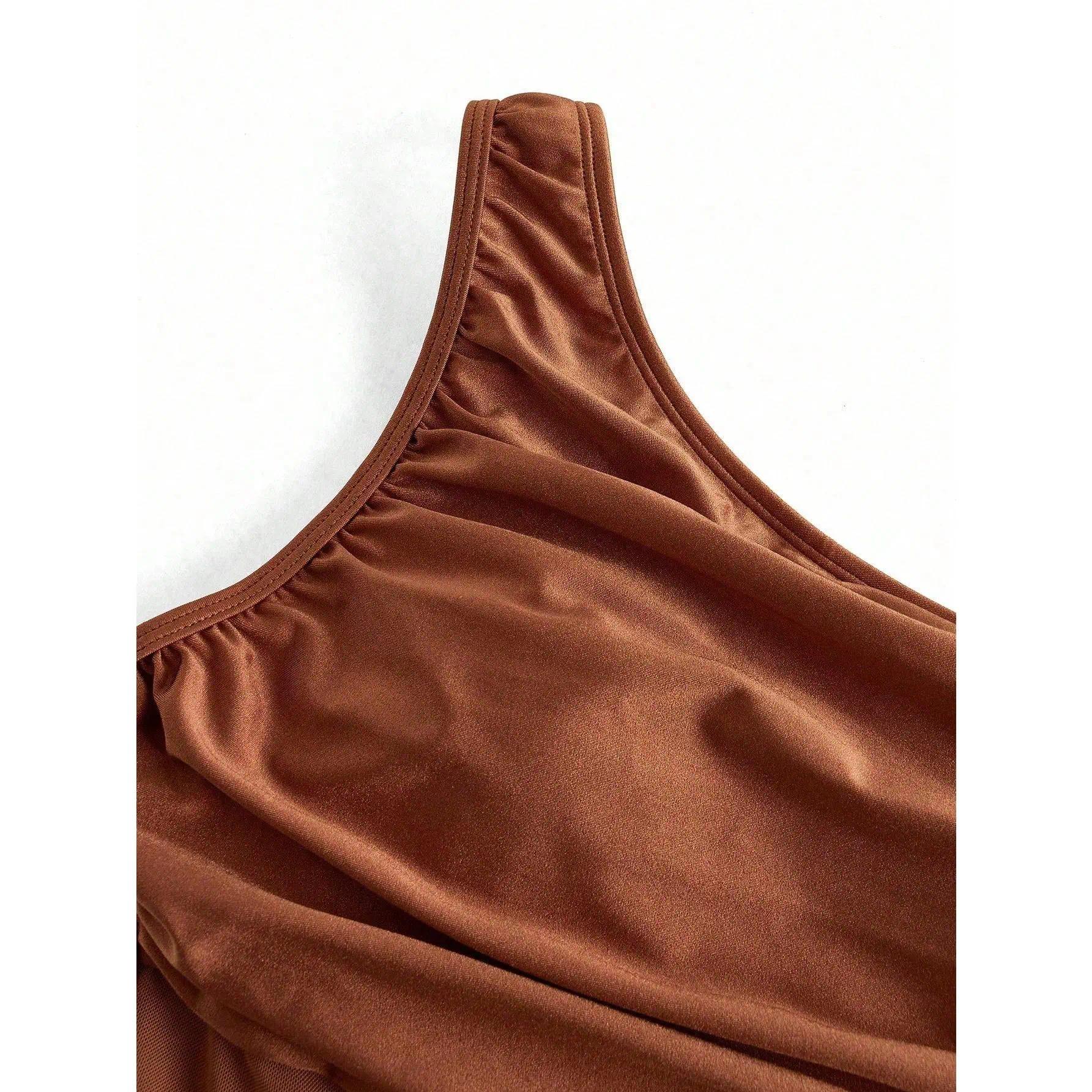 Women's Solid Color Ruched Mesh Panel One-Piece Swimsuit with Sarong Skirt, Tummy Control Bathing Suit, Fashion Swimwear for Summer Beach Vacation Pool Party & Resort Wear swimsuits 2026 women tankini bathing suits flattering fortummy Women's Solid Color Ruched Mesh Panel One-Piece Swimsuit with Sarong Skirt, Tummy Control Bathing Suit, Fashion Swimwear for Summer Beach Vacation Pool Party & Resort Wear swimsuits 2026 women tankini bathing suits flattering fortummy