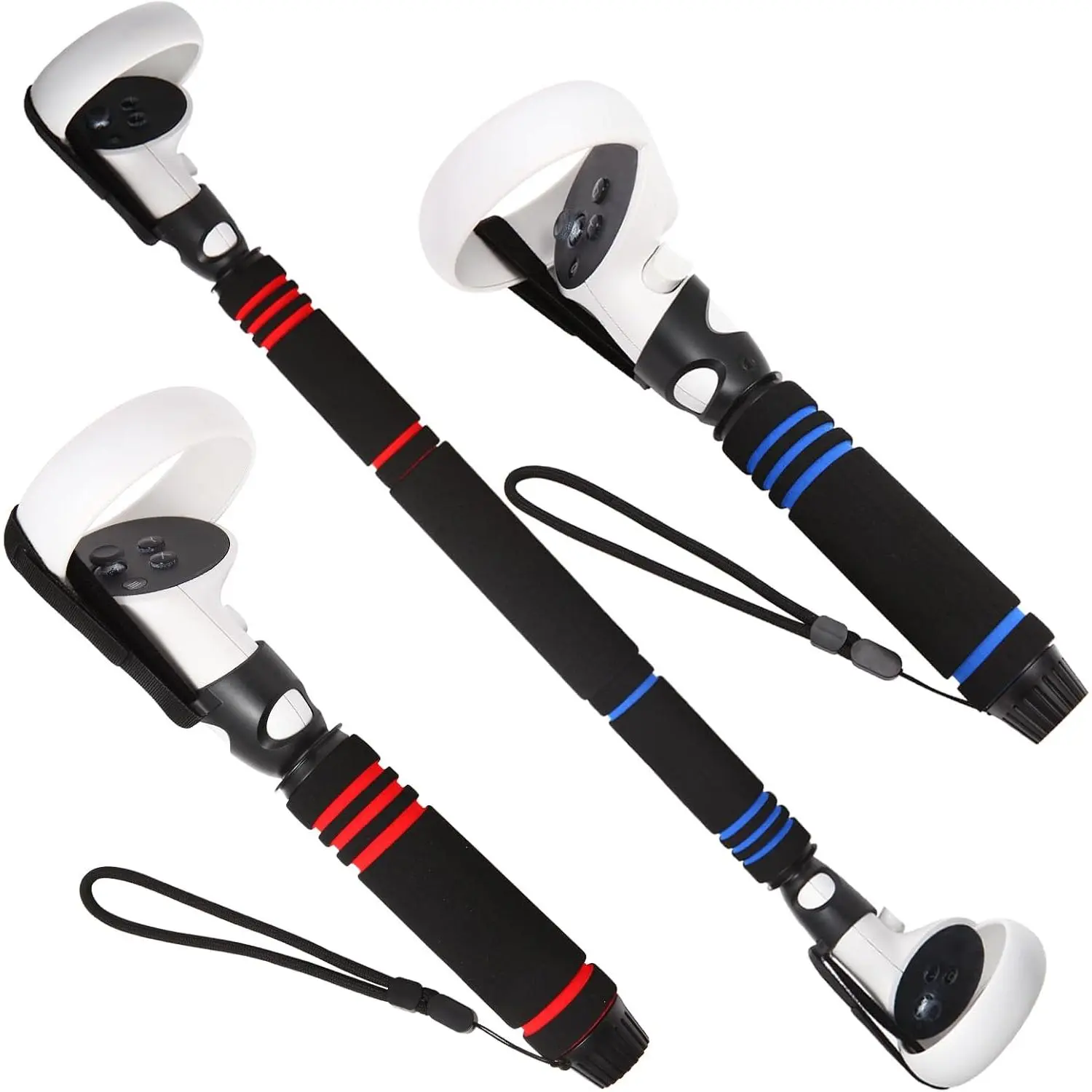 Reinforced ABS VR Controller Extension Grips - Lightweight Wearable Plastic Accessories with Cord Lock, Compatible with Oculus 2, Beat Saber & Long Arm VR Tag Devices