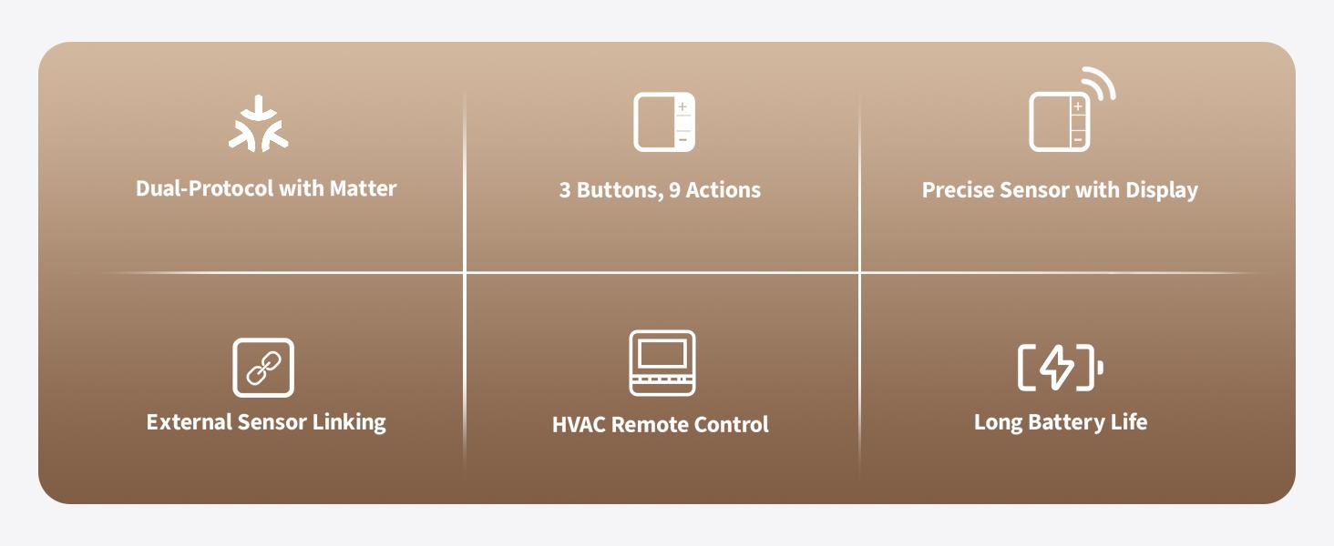 /Zigbee Climate Sensor W100,Temperature and Humidity Monitoring,Remote HVAC, 3 Customizable Buttons,Works with HomeKit, Alexa, & More /Zigbee Climate Sensor W100,Temperature and Humidity Monitoring,Remote HVAC, 3 Customizable Buttons,Works with HomeKit, Alexa, & More
