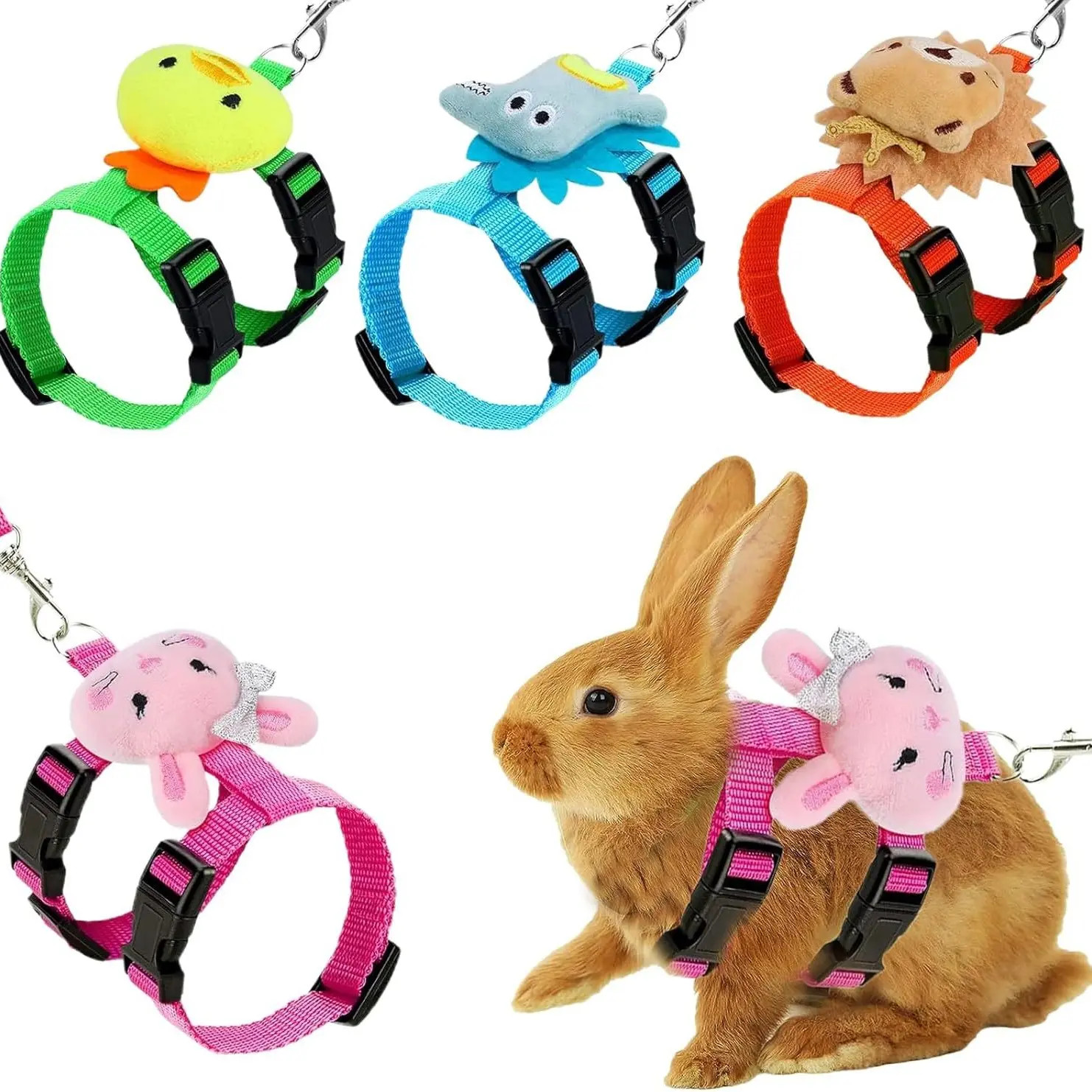 Rabbit Vest Traction Rope Small Pet Harness Adjustable Rabbit Harness and Belt, Small Pet Vest Harness Belt Trail Decorative Traction Rope Toys Suitable for Walking Bunny Harness