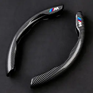 Carbon Fiber Leather Car Steering Wheel Non-Slip Cover, Protective for Bmw M Emblem, E46 E36 E34 F10 E90 F30 E60 E53 E30 E92, Car Accessories