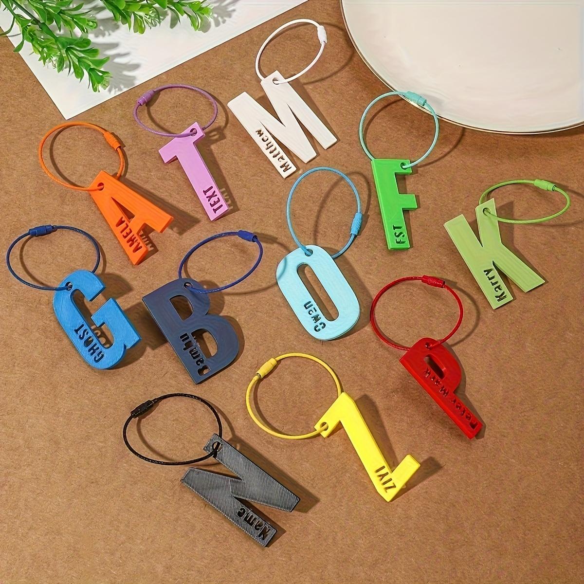 Acrylic Keychain Custom 3D Name Keychain - Personalized Initial, Light and Vibrant Colors: Pink, Blue, Green, Yellow, Red, Black, Gray - Elegant Minimalist Design - Birthday/Christmas/Easter Gift, Suitable for Women, Men, Couples - Durable Keyring