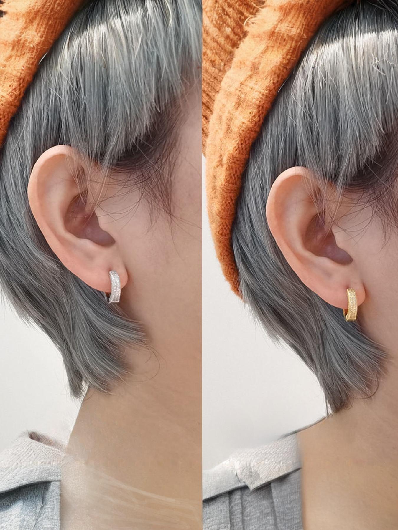 Golden/silver Color Earrings, Fashionable Casual Rhinestone Earrings, Plain Style, Metal Chain Material, All Seasons Jewelry