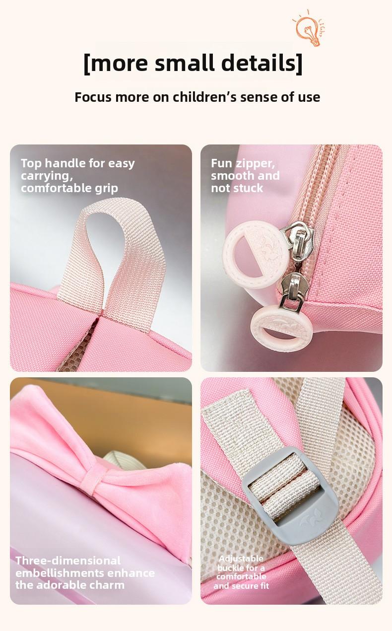 Kindergarten and primary school student backpack with sweet bow, lightweight eggshell double-shoulder bag for boys and girls, new trendy children's backpack