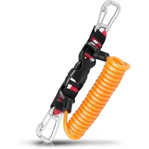 Retractable Anti-Lost Lanyard with Stainless Steel Double-Clips, Spiral Core & Quick-Release Buckle for ID Badges and Keys