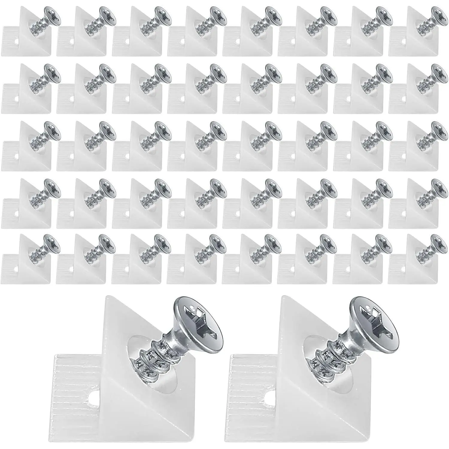 120 Pcs Drawer Bottom Support Brackets with Screws, Plastic Repair Wedges & Angle Fasteners for Sagging Furniture Drawers