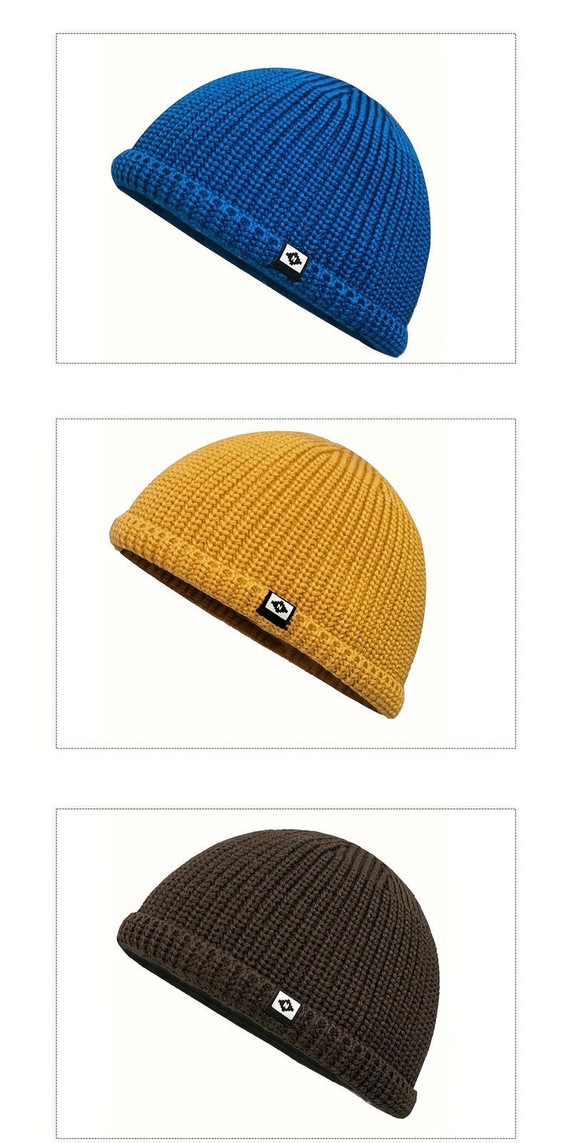 1pc Unisex Fisherman Beanie - Warm Ribbed Cuff Skull Cap with Logo Patch, Hand Washable Coldproof Winter Hats for Men & Women, Lightweight Elastic Fit, Comfortable Ribbed Texture, Casual Outdoor Headwear, Winter Headwear, Durable Headgear