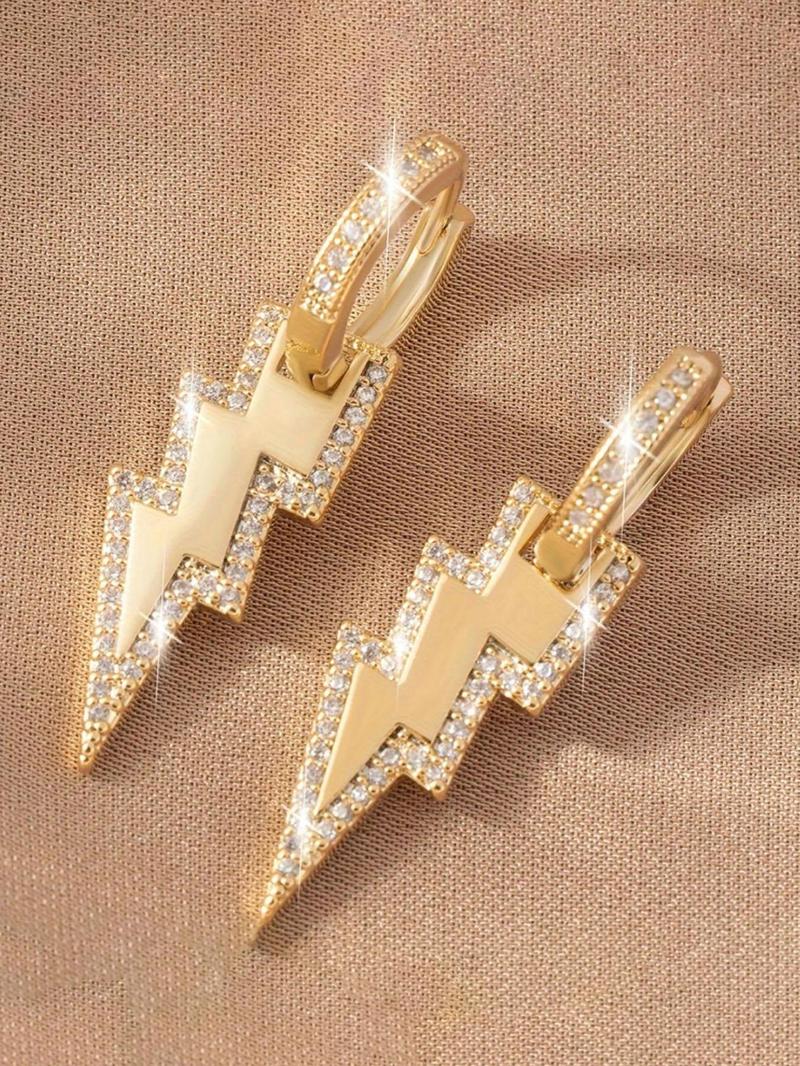 Rhinestone Lightning Design Dangle Earrings, Fashion Jewelry for Party, Daily Clothing Decor, Trendy All-match & Exquisite Jewelry for Birthday Gift, Statement Earrings, Versatile Earrings