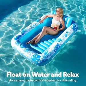 Inflatable Float Bed Lounge Chair, Large Size Foldable Portable Sunbathing Bathtub, Inflatable Water Bed Pool Rest, Swimming Pool Accessory