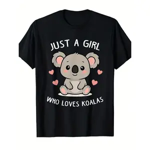 Women's Unisex Koala-Themed Short-Sleeve T-Shirt - Cute Animal Print, Comfortable Casual Style, Ideal for Australian-Inspired Outfits