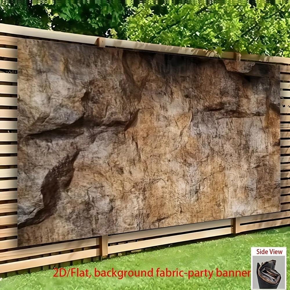 1pc 2D Flat Rustic Rock Wall Decor Backdrop - Natural Stone Texture Party Banner, Durable Polyester Fabric for Weddings, Birthdays, Bars & Home Decor, No Electricity Needed, Easy Setup, Festival Background, Tex