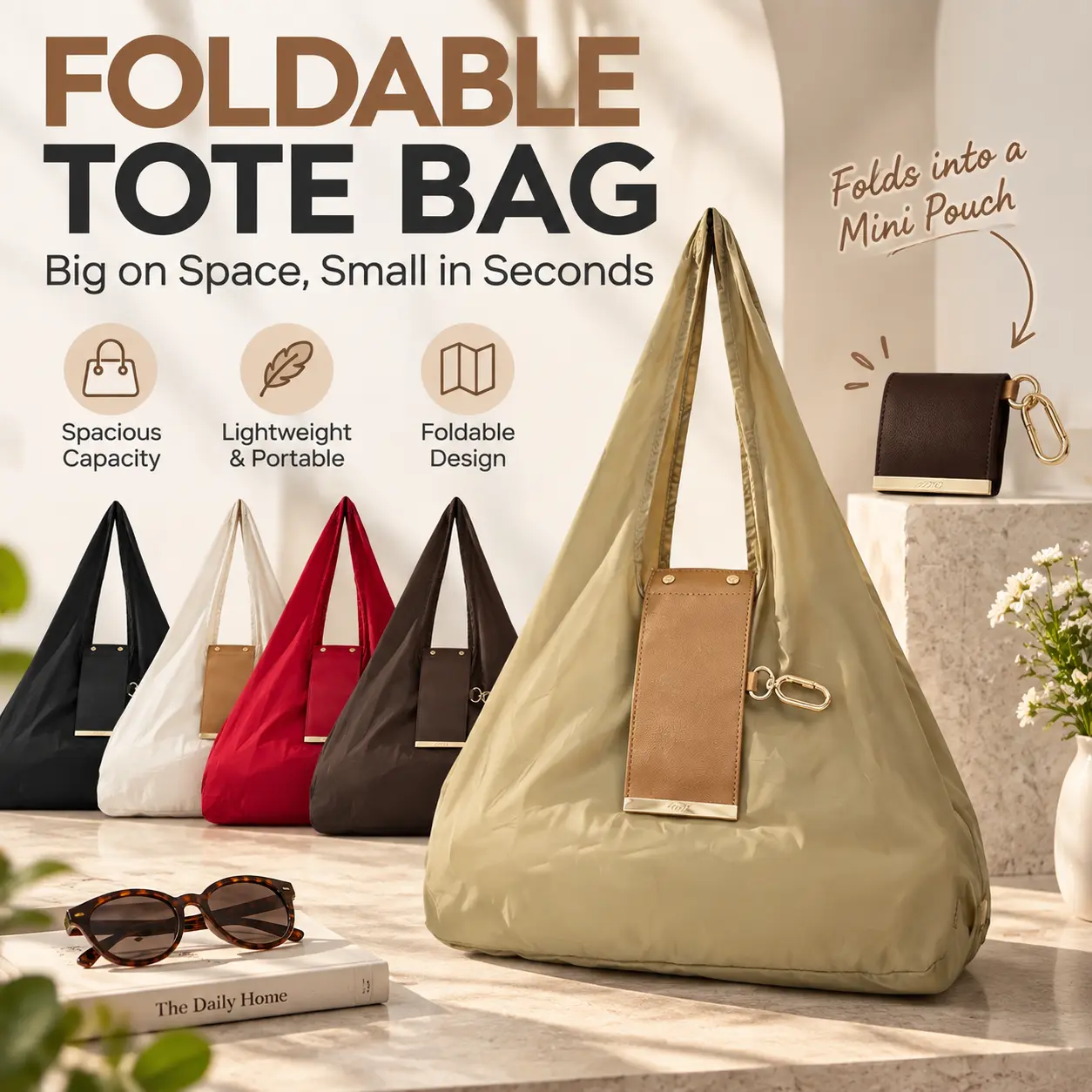 Foldable Keychain Bag Reusable Grocery Bags for Shopping Foldable & Expandable Handbag with Key Ring for Travel Daily Use Organiser,dorm essentials,home decor,dorm room inspo,college dorm essentials,dorm haul-YY2
