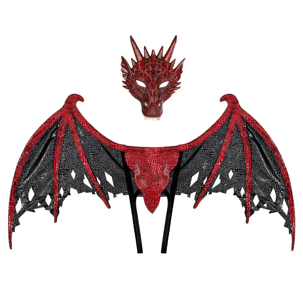Halloween Gold Leaf Dragon Wings Mask Set, Festival Cosplay Costume Props, Performance Accessories, 1 Set, Perfect for Halloween Parties