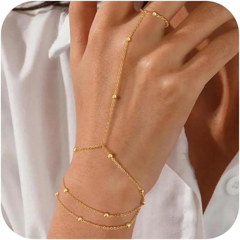 Hand Chain for Women Ring Bracelet Hand Chain Dainty  Finger Ring Slave Bracelet Zircon Hands Cubic Zirconia    Gifts Trendy Stuff