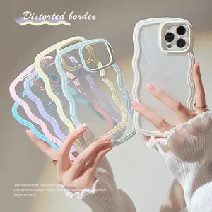 Candy Wavy Lines Bumper Case For iPhone 16 15 11 12 13 14 17 Pro Max Plus X XR XS Max 17 Air Shockproof Transparent Cover Funda