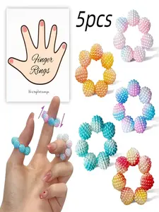 5 Adjustable Rotating Finger Rings, Anxiety Relief Graduated Color, Adult Stress Relief Jewelry, Ideal for Home, Office, Travel