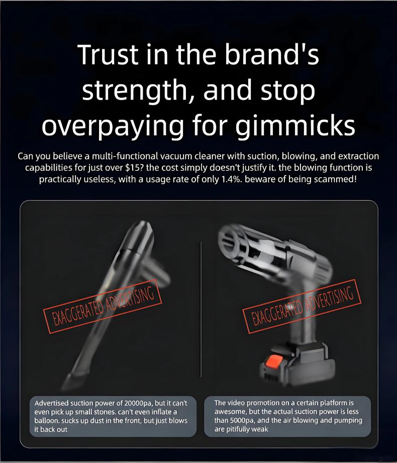 2-in-1 Cordless Car Vacuum, Brushless Handheld Vacuum Cleaner with 3 Suction Modes, LED Display, Portable Car Vacuum Cleaner for Car Home Office Pet Hair