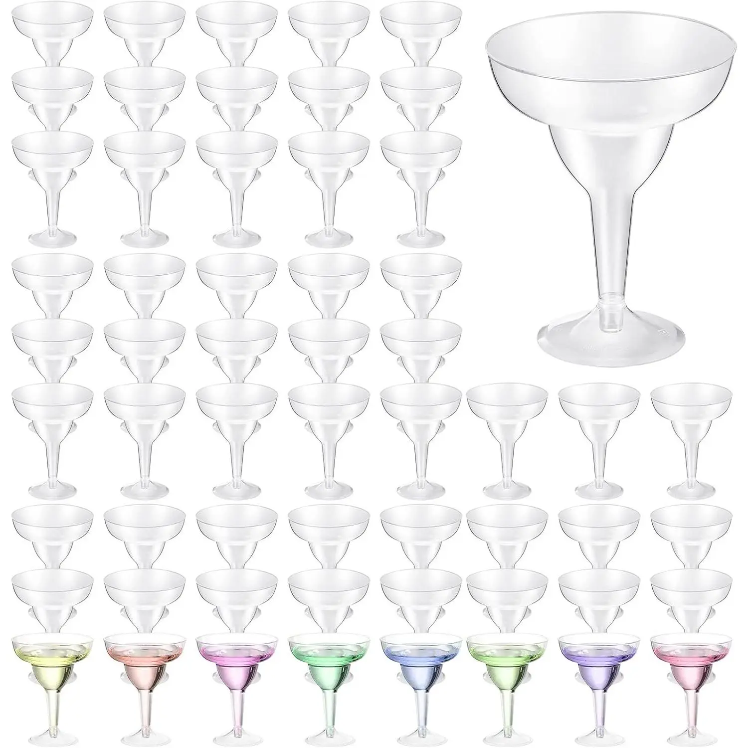 72 Pcs 8 oz Clear Shatterproof Disposable Plastic Margarita Glasses, Mexican Themed Cocktail Cups for Cinco De Mayo Fiesta