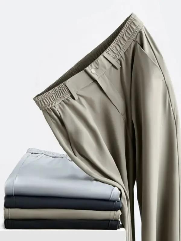 Kyn Apparel Non-iron Ice Silk Suit Pant Men's Summer Thin Section Elastic Senior Drape Straight Business Casual Trousers Trousers