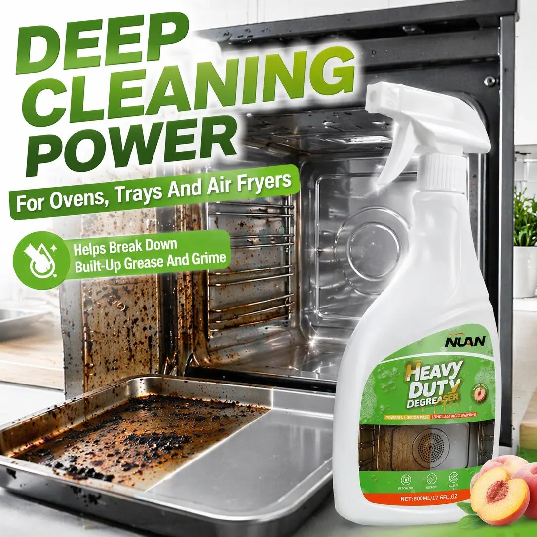 NUAN Heavy-Duty Household Degreaser Spray (Model PM518) - Professional Strength Ready-To-Use Heavy-Duty Cleaning Solution, Liquid Spray Kitchen Cleaner, Grease & Grime Emulsifier for Built-Up Grease and Grime Removal