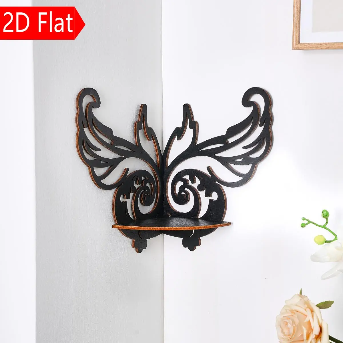Butterfly Shelf Corner Rack, Creative Minimalist Wall Mount Display Stand, DIY Wooden Small Storage Organizer, Butterfly Wall Decor Hanging Kit