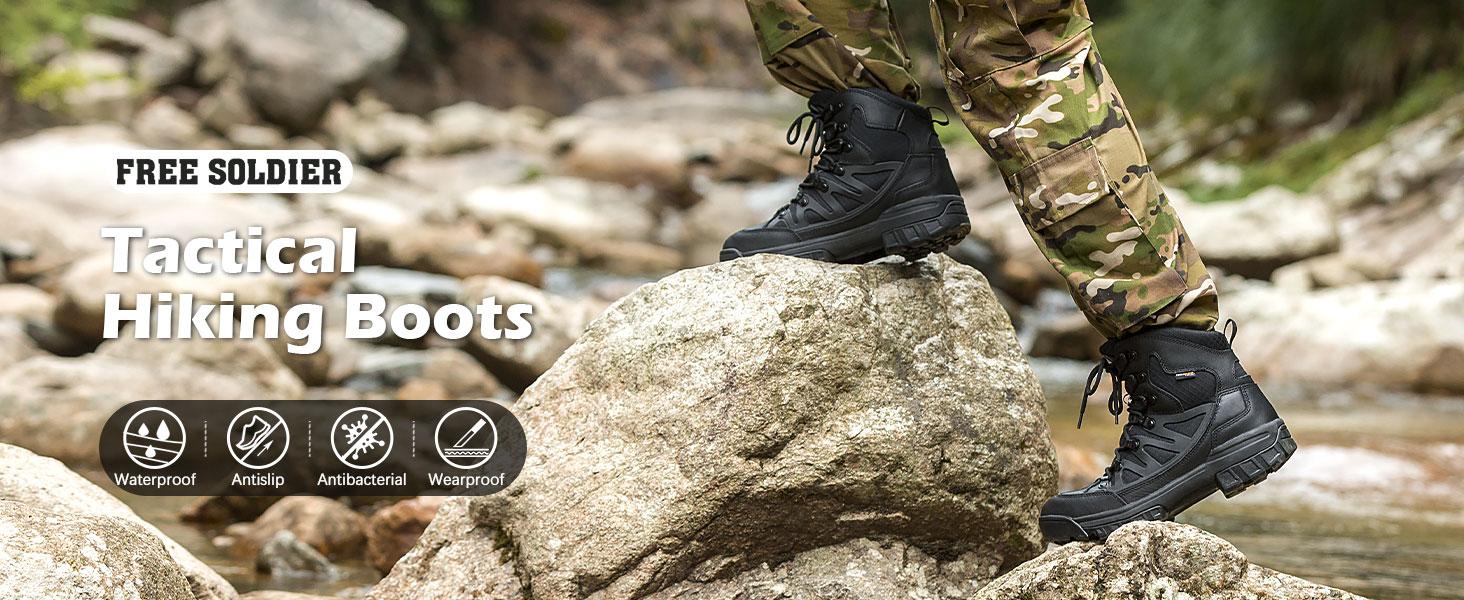 FREE SOLDIER Men's Waterproof Tactical Hiking Boots Military Work Boots Combat Boots