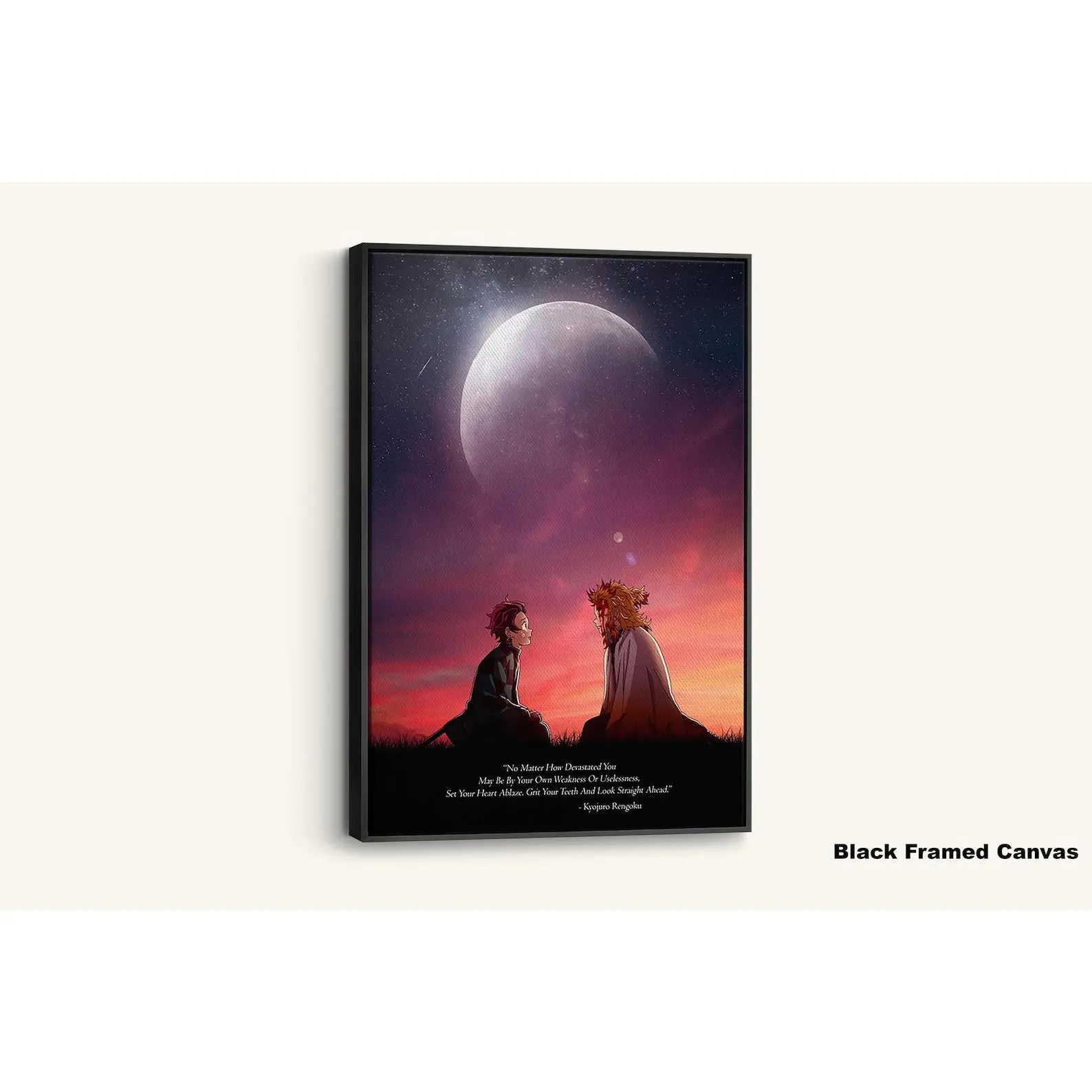 Demon Slayer Mugen Train Minimalist Industrial Canvas Wall Art - High-Res Print, Tanjiro & Rengoku Anime Poster, Flame Hashira Quote Print, 08×12Inch（20×30Cm）)/20×30Inch（50×75Cm）), Rolled Tube, Single Unit, Otaku Gift Home Decor, Modern Aesthetic, Collect