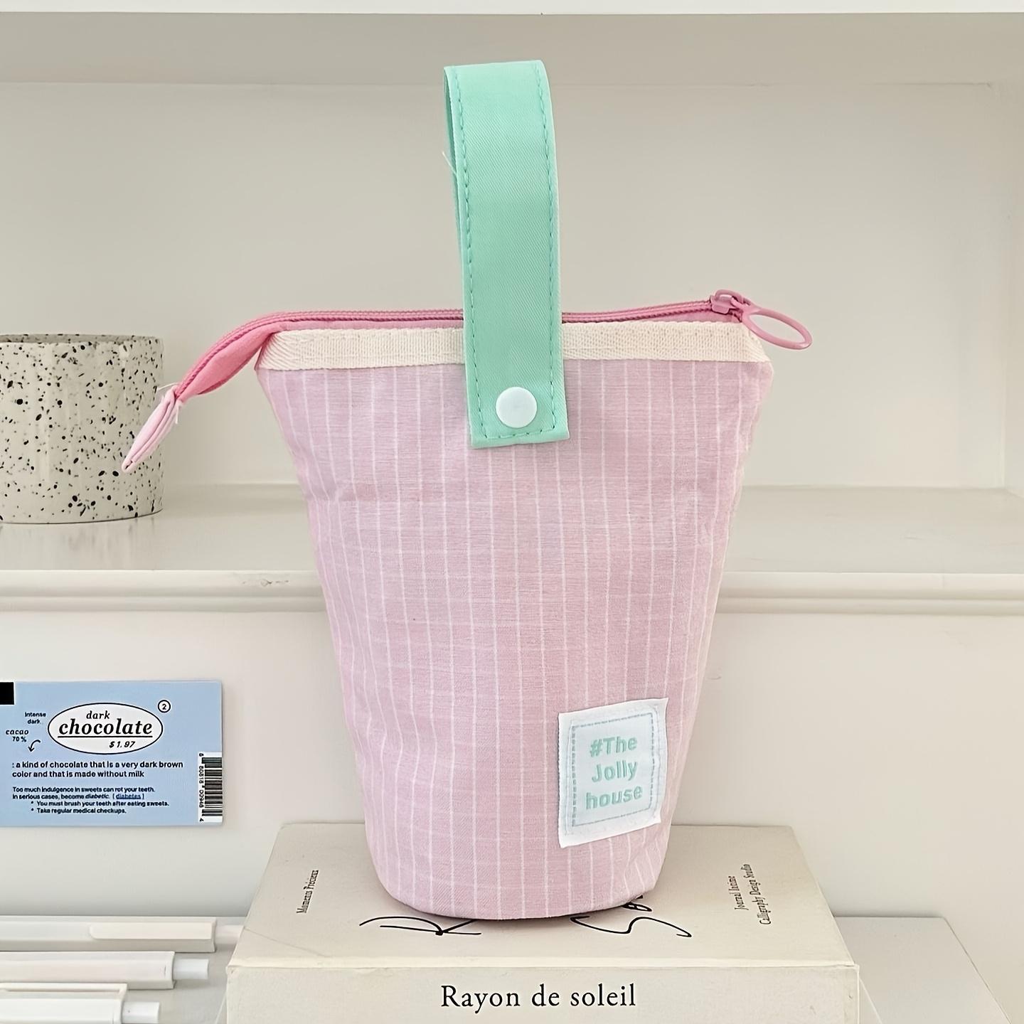 [Stylish Macaron Pencil Case] Stylish & Durable Macaron Color Block Foldable Pencil Case | Spacious Student Pen Holder with Portable Design for Desk or Office Use | Perfect Gift for Friends, Family, Couples, and Besties