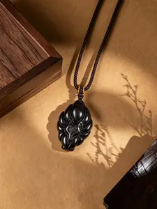 Natural Crystal Animal Carving Pendant Necklace, Owl/fox/kitsune Healing Stone Jewelry, Chain Included, Perfect Gift for All Occasions