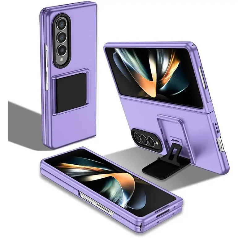 Asuwish Phone Case for Samsung Galaxy Z Fold 3 5G 2021 and Camera Cover Kickstand Stand Slim Protective Mobile Hard Hybrid Back Cell Accessories ZFold3 Z3 Fold3 3Z ZFold35G Women Men Purple