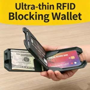 RFID Blocking Wallet, Slim Metal Card Holder, Anti-Theft Credit Card Case, Minimalist Travel Wallet, Secure and Stylish Design