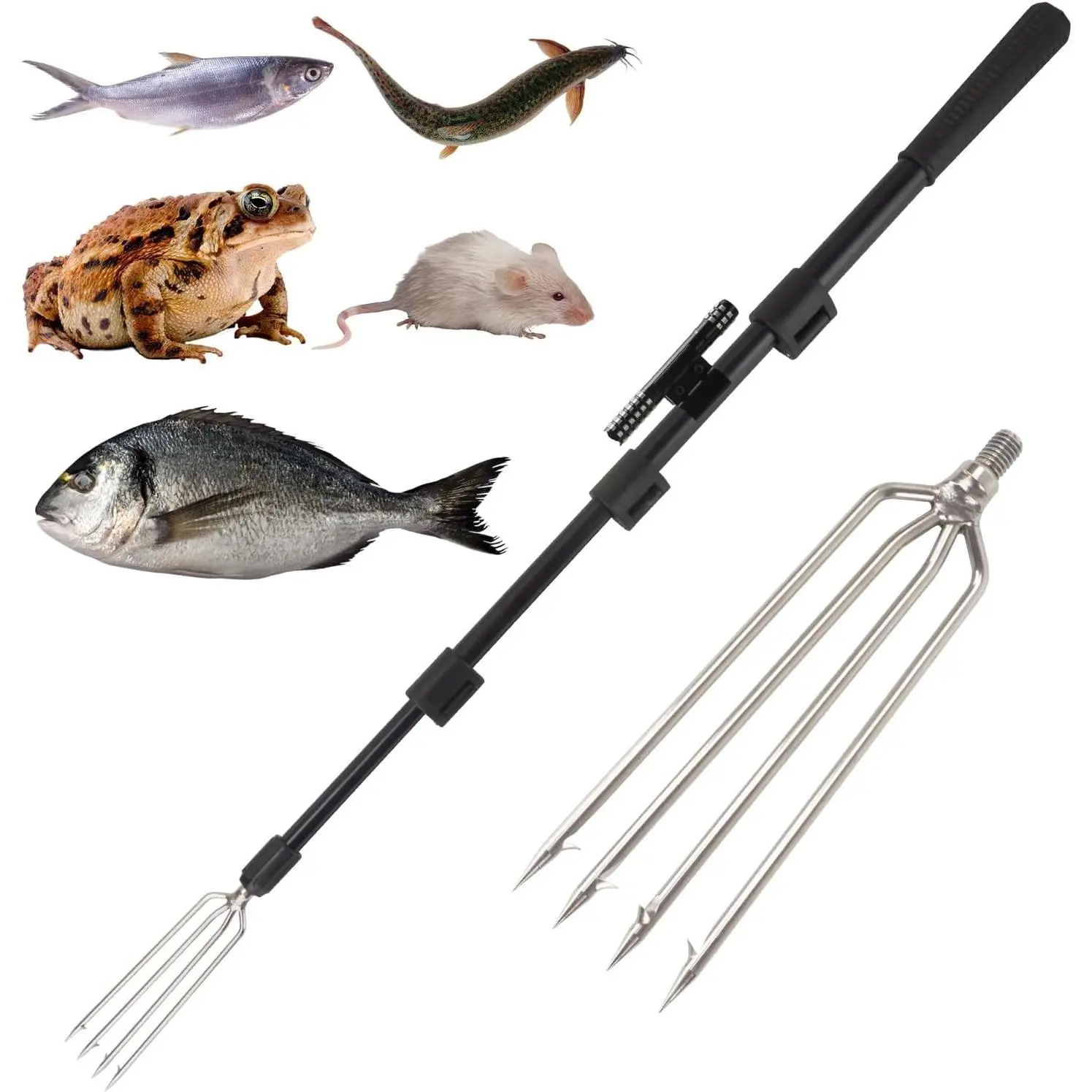 Fish Harpoon Spear Gig Gaff Fork Hook Tool, Outdoor Catching Tool for Frog Cane Toad Bullfrog Bufo Flounder Ice Fish Mole Removal Trap