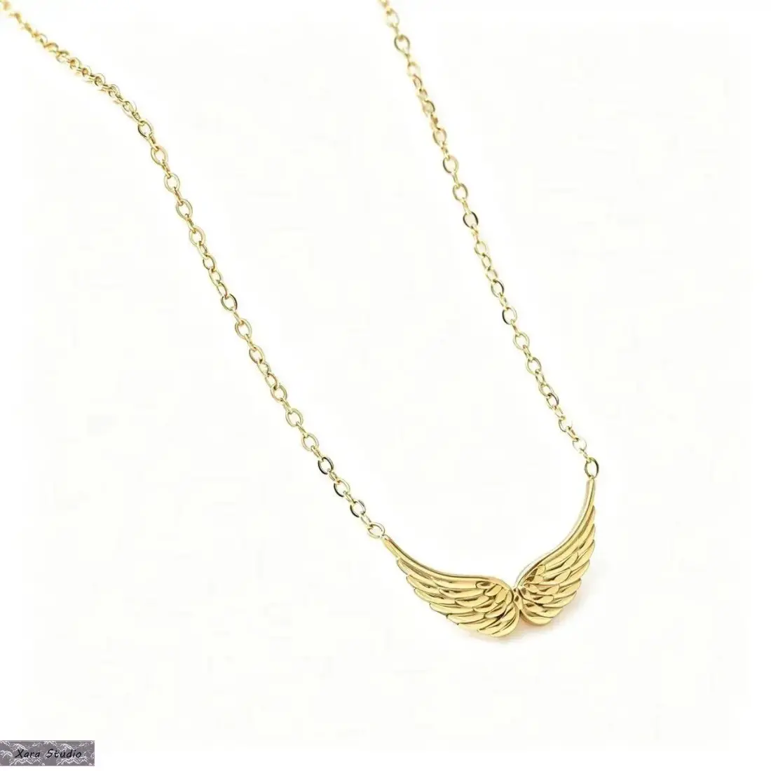 18K Gold Angel Wing Necklace for Women, Dainty Guardian Angel Pendant with Stainless Steel Chain, Hypoallergenic Tarnish-Resistant Jewelry, Meaningful Memorial Gift for Loved Ones, Everyday Wear
