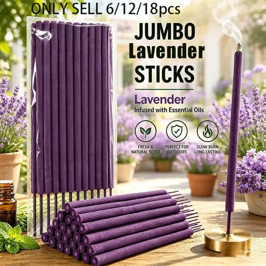 Upgraded Thickened Long Lavender Scented Aromatherapy Stick 27cm, 90-Minute Relaxing Lavender Aroma, Ideal for Yoga Outdoor Camping and Home Use