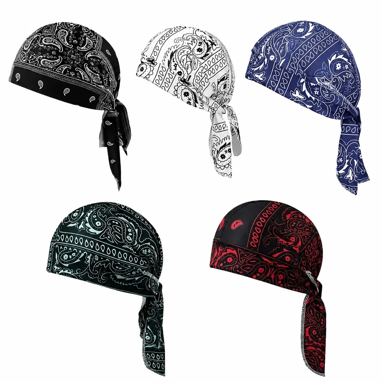 Unisex Cotton Paisley-Print Skull Cap, Breathable Lightweight Sweat-Wicking Helmet Liner with Elastic Wraparound Fit - Ideal for Cycling, Running, Warm Weather All-Day Comfort